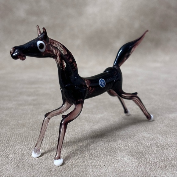 Murano Style Amethyst Glass Horse Figurine - Picture 6 of 7
